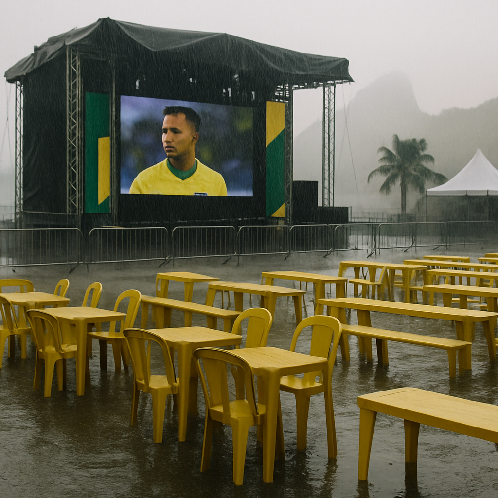 Chuva no Rio de Janeiro cancela show em evento de transmissão de futebol