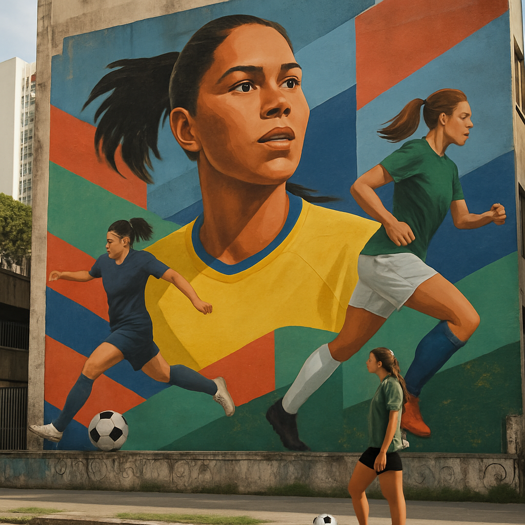 Mural em São Paulo homenageia futebol feminino a um ano da Copa 2027