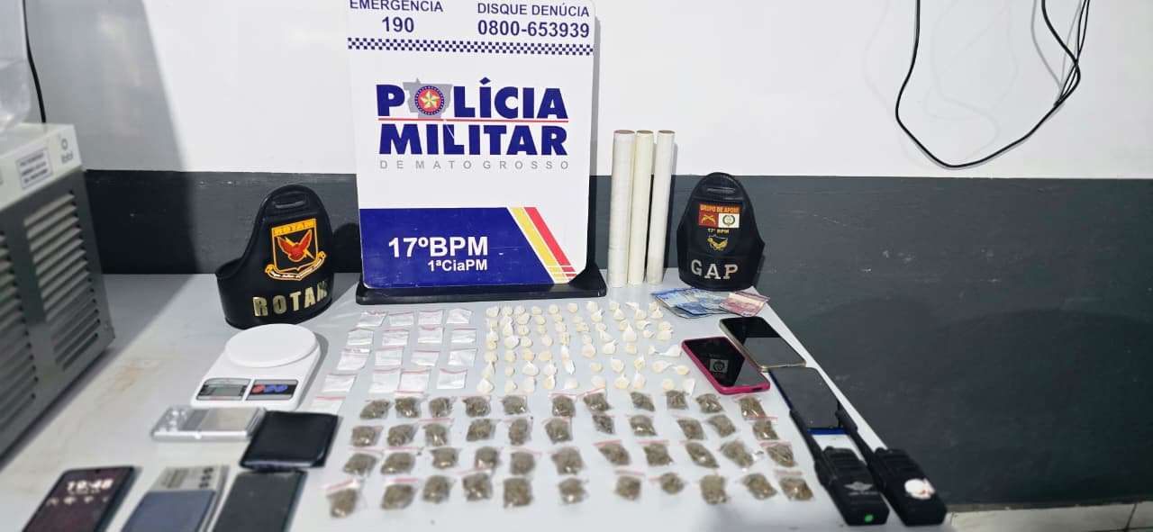APÓS DENÚNCIA: Polícia Militar conduz pai e filho e apreende 130 porções de drogas em Mirassol d’Oeste